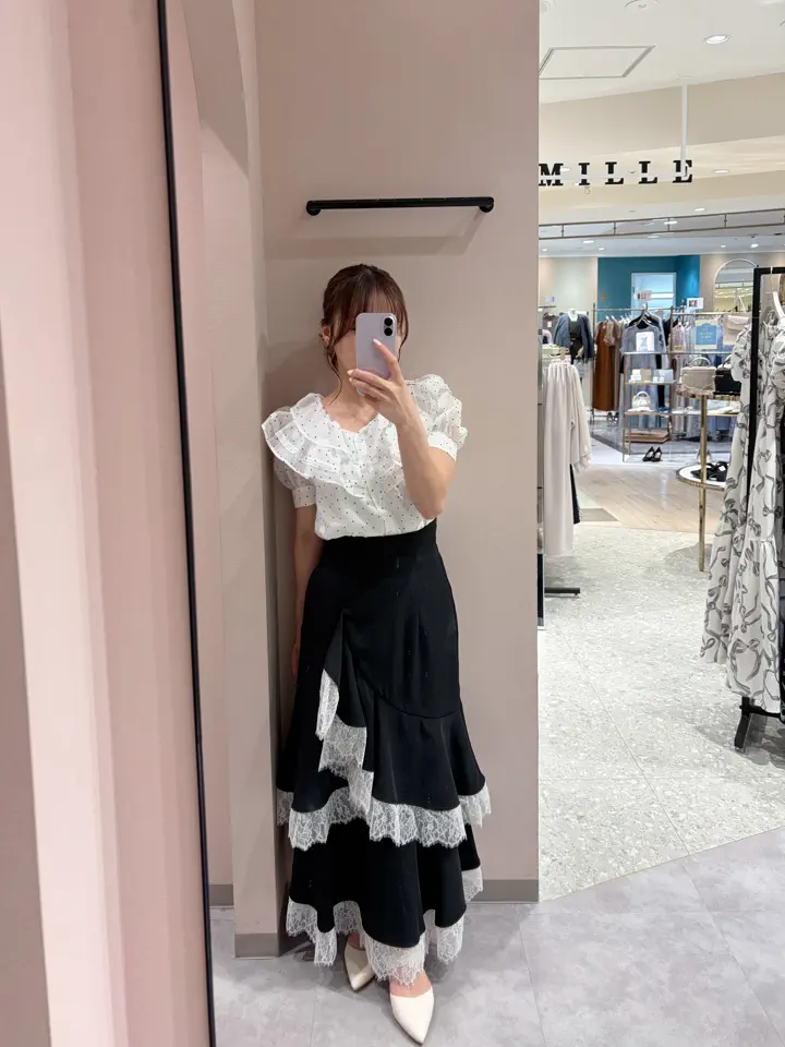 【美品】  OBLI / オブリ | フラワー バックリボン ブラウス | F | ブラック | レディース ◇フラワープリントバックリボンブラウス（0315110504