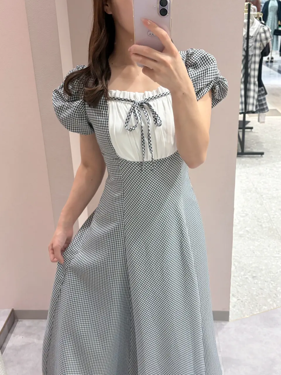 An MILLE バストギャザーレディワンピース チェック バストギャザー切替ワンピース｜evelyn（エブリン）公式通販サイト