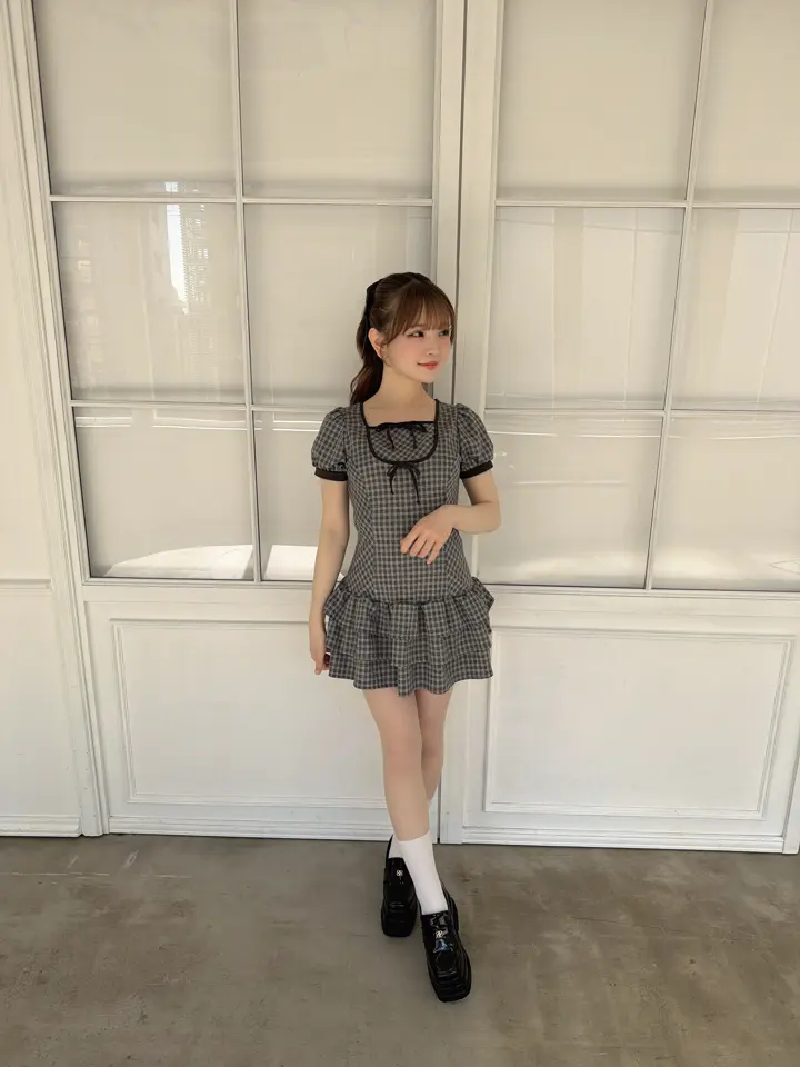 Ribbon Fit Tiered Sweat Onepiece リリーエミュリ Ribbon Fit Tiered Sweat Onepiece｜evelyn（エブリン）公式通販サイト