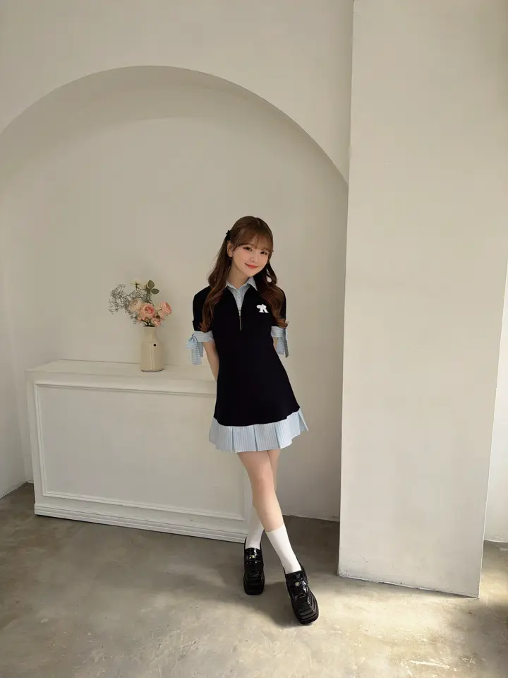 Shirt Docking Knit Onepiece｜Rilly emulie （リリーエミュリ）公式