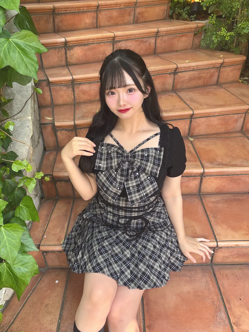 Bust Ribbon Bijou Check Onepiece｜evelyn（エブリン）公式通販サイト