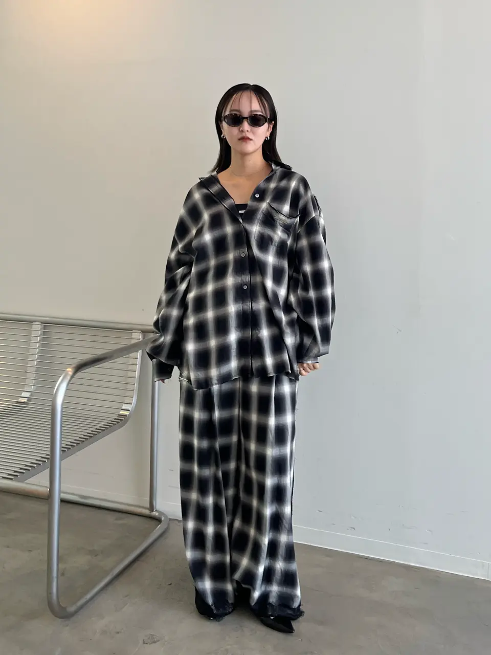 70s~ ERRECINQUE 3tuck gingham slacksΩ