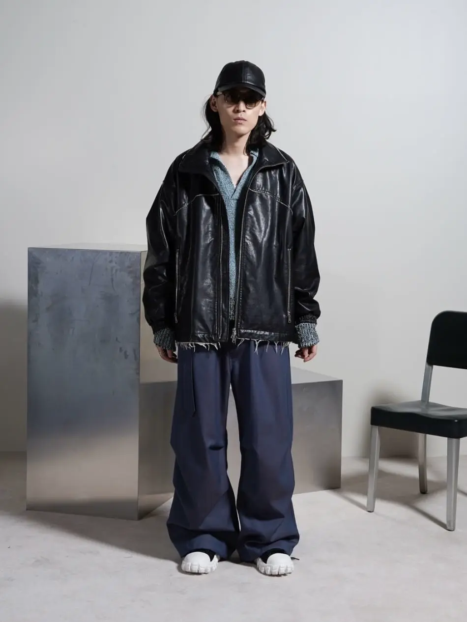Artificial Leather Prime-Over Zip-Up Blouson Artificial Leather Prime-Over Zip-Up Blouson