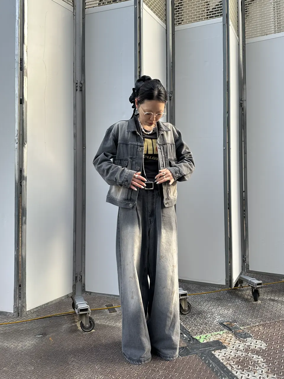 Waist Tuck Wide Denim Pants