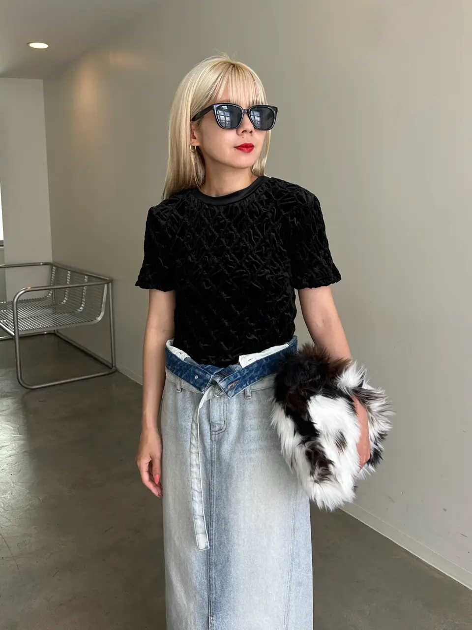 【さとみ】メゾンスペシャル ハンドバスケットフリンジスカート　ブラック ハンドバスケットフリンジスカート【MAISON SPECIAL/メゾン