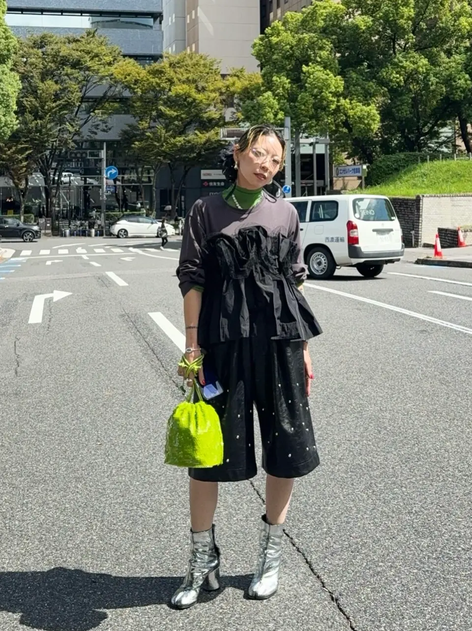 SALE】Studs Leather Shorts