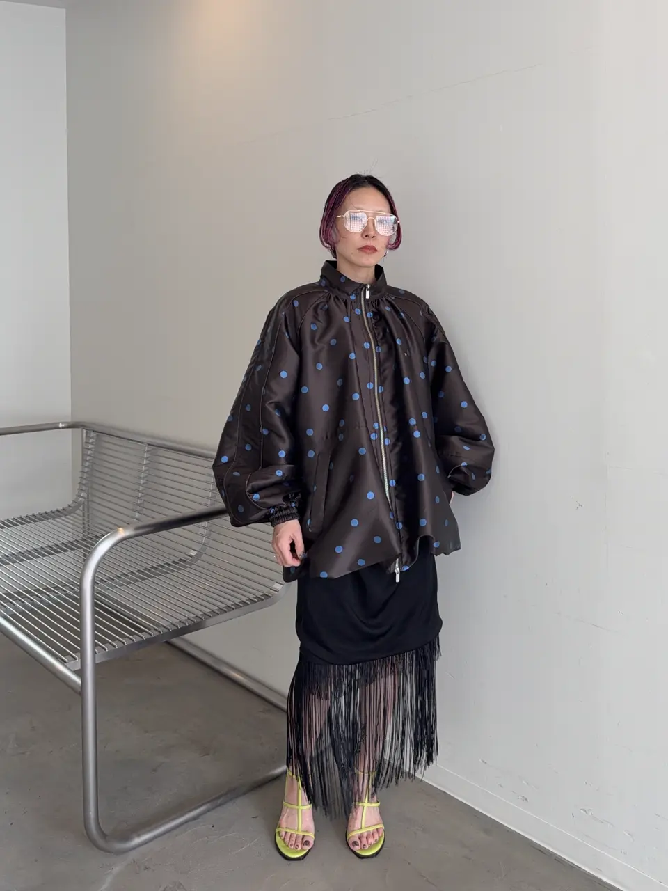 SALE】Dot Voluminous Balloon Blouson