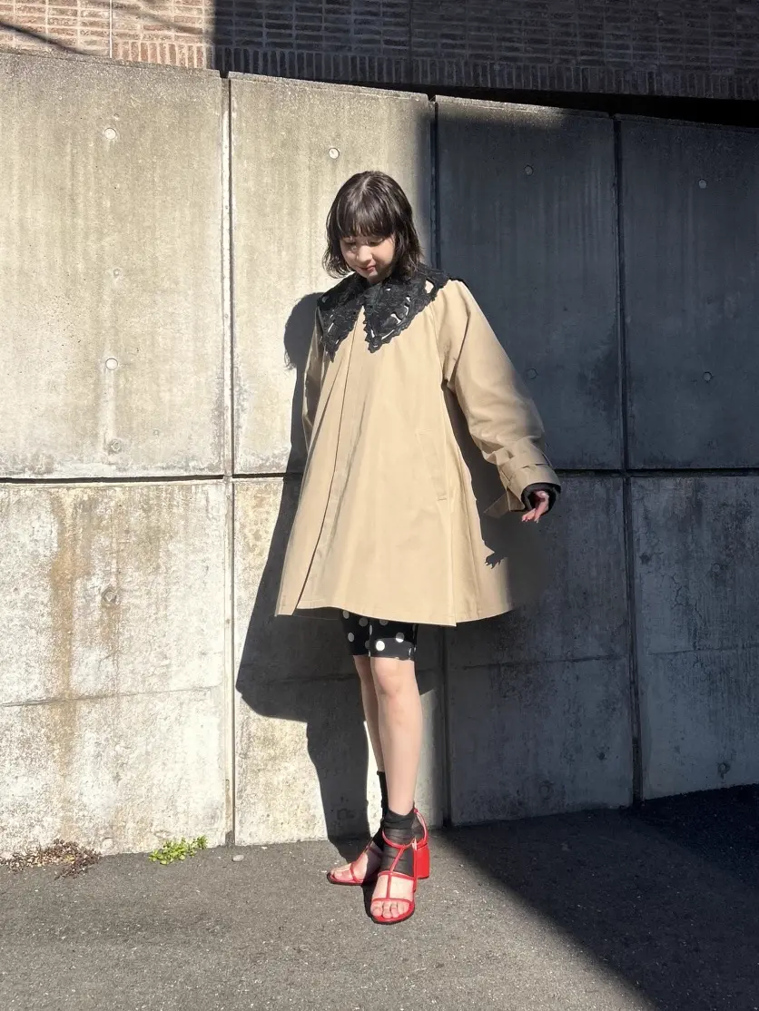 Lace Collar Tent Flare Trench Coat
