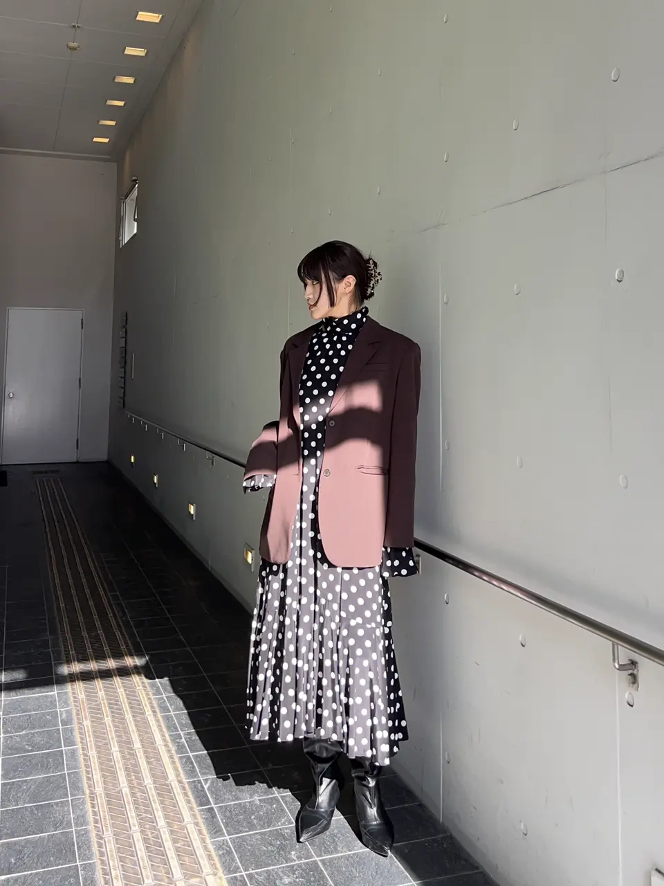 SALE】2WAY Sleeve Dot One-Piece