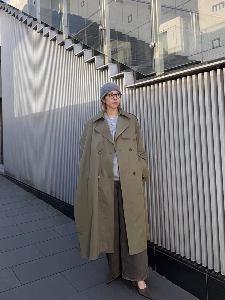 SALE】Drape Scarf Long Trench Coat