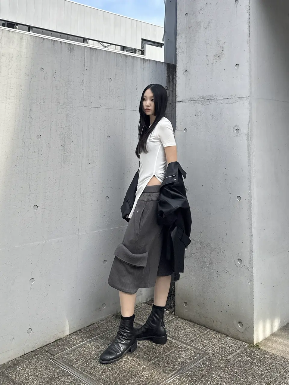 OPEN YY】ROLLED WAIST WAFFLE CARGO SHORTS