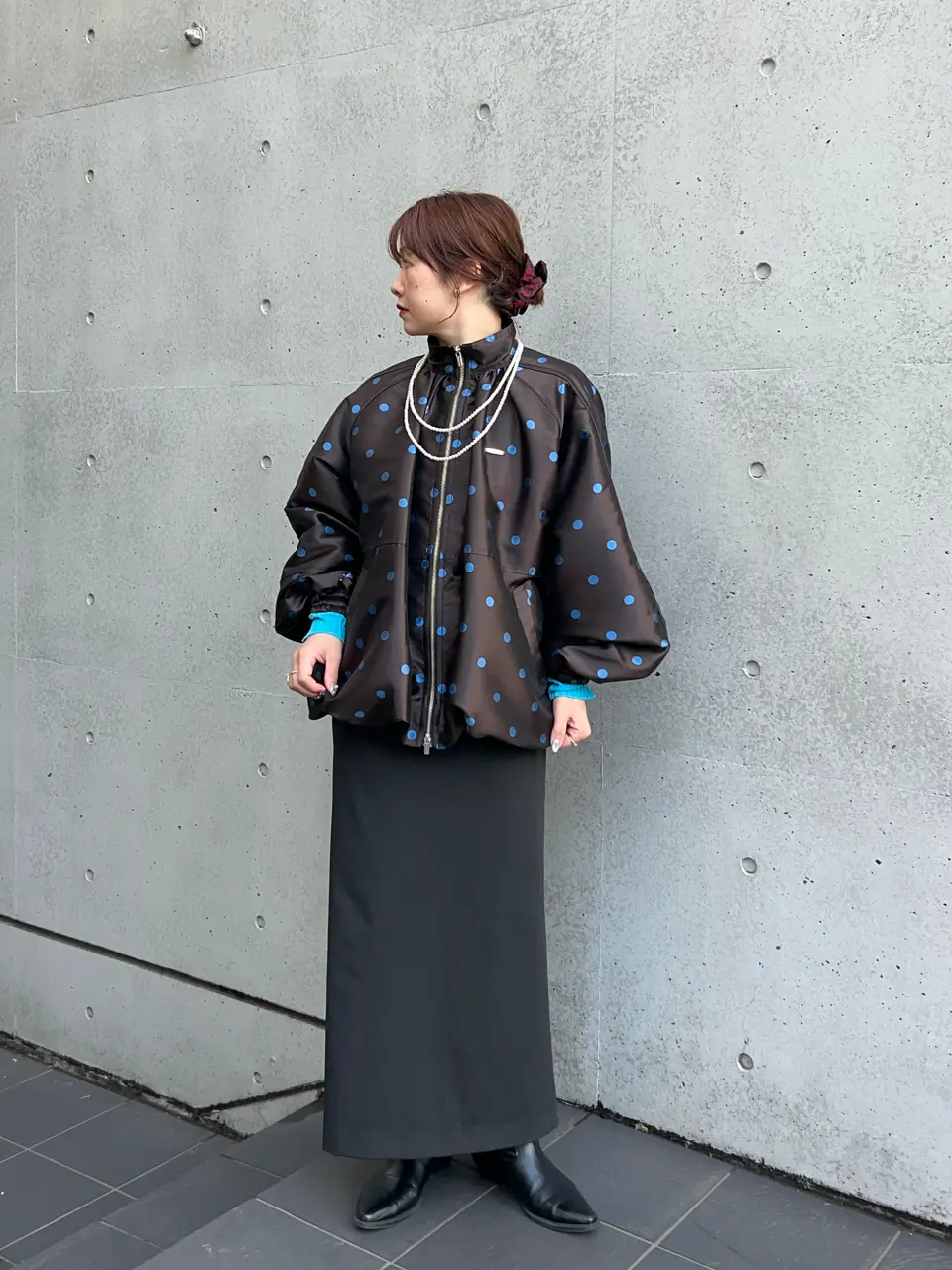 SALE】Dot Voluminous Balloon Blouson