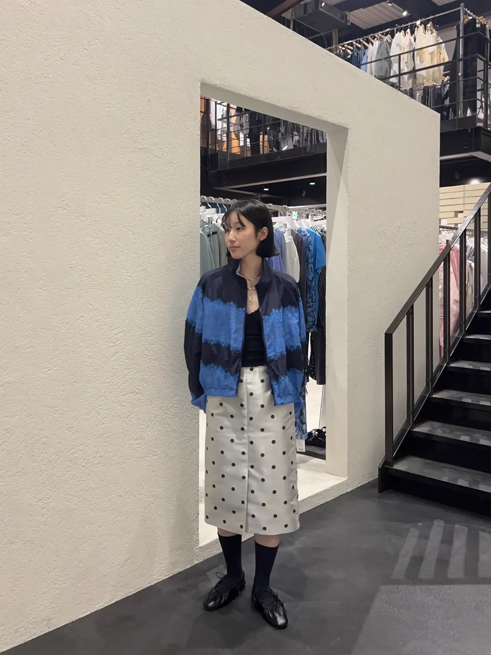 SALE】Dot Midi Length Skirt
