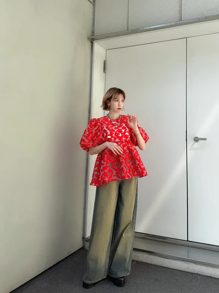Sheer Flower Jacquard Blouse