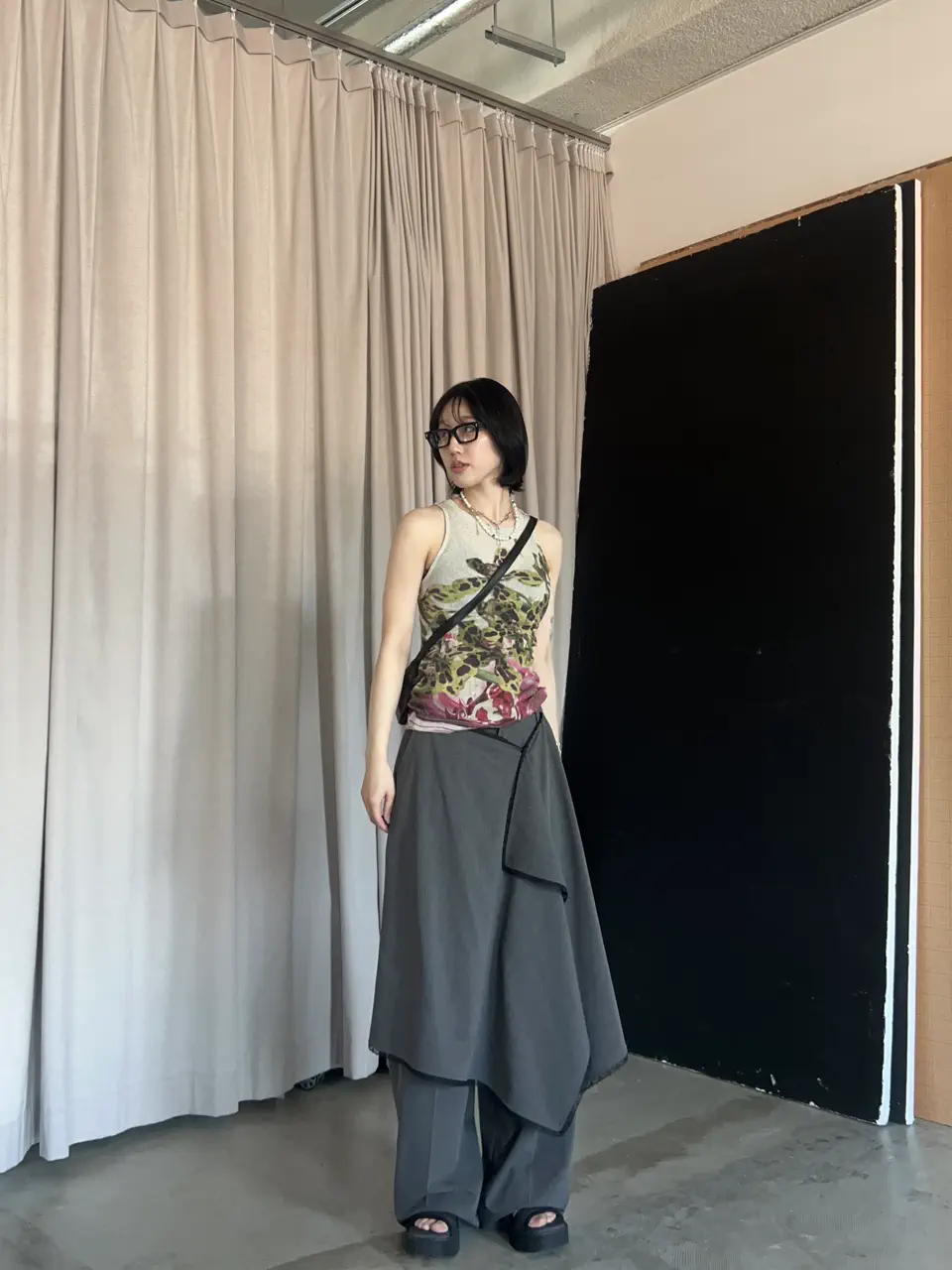 Wrap-Draped Skirt Pants