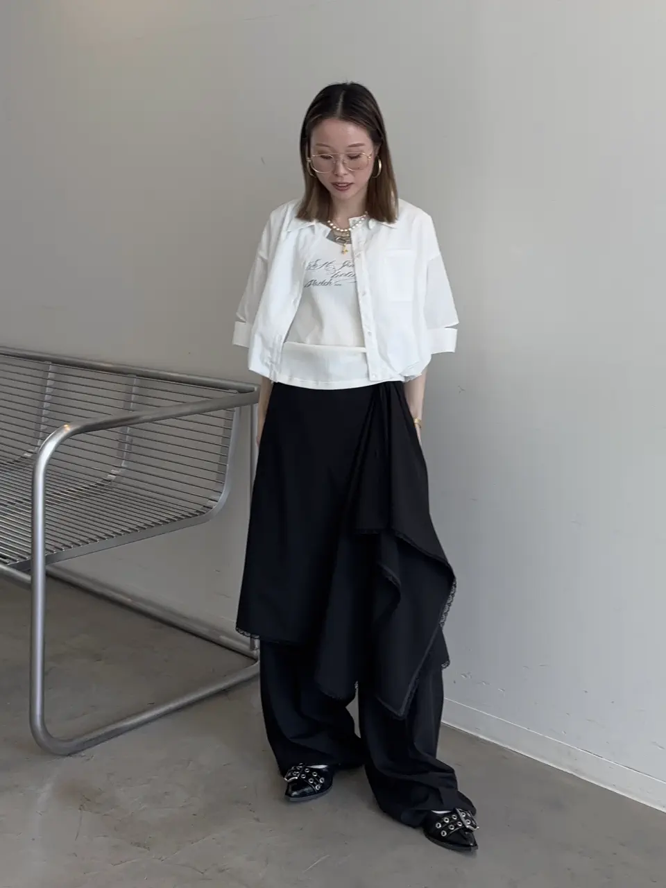 Wrap-Draped Skirt Pants