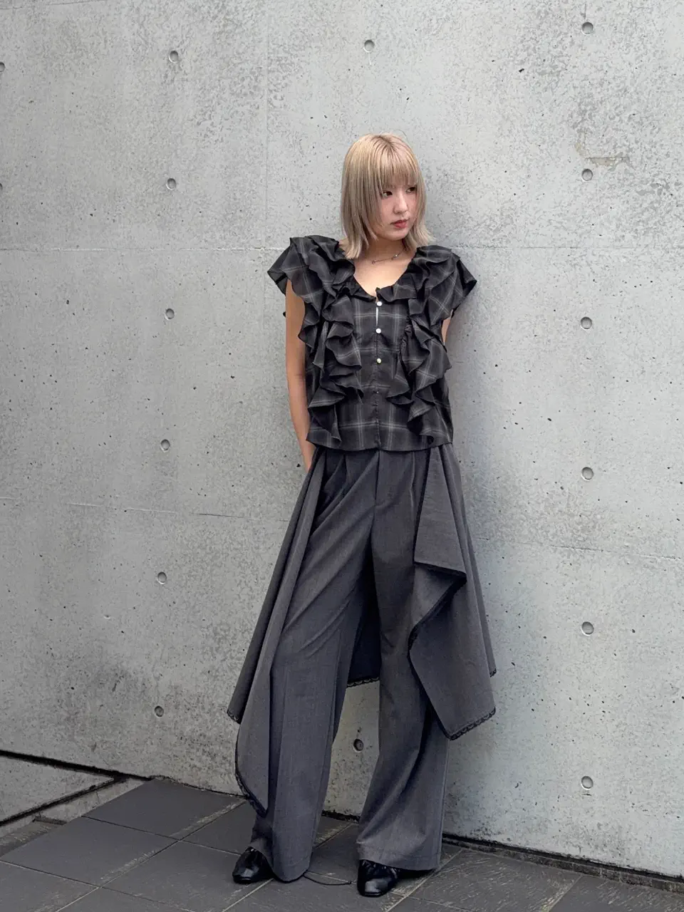 Wrap-Draped Skirt Pants