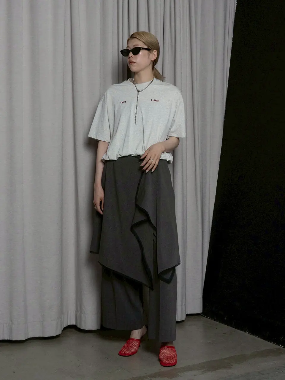 Wrap-Draped Skirt Pants