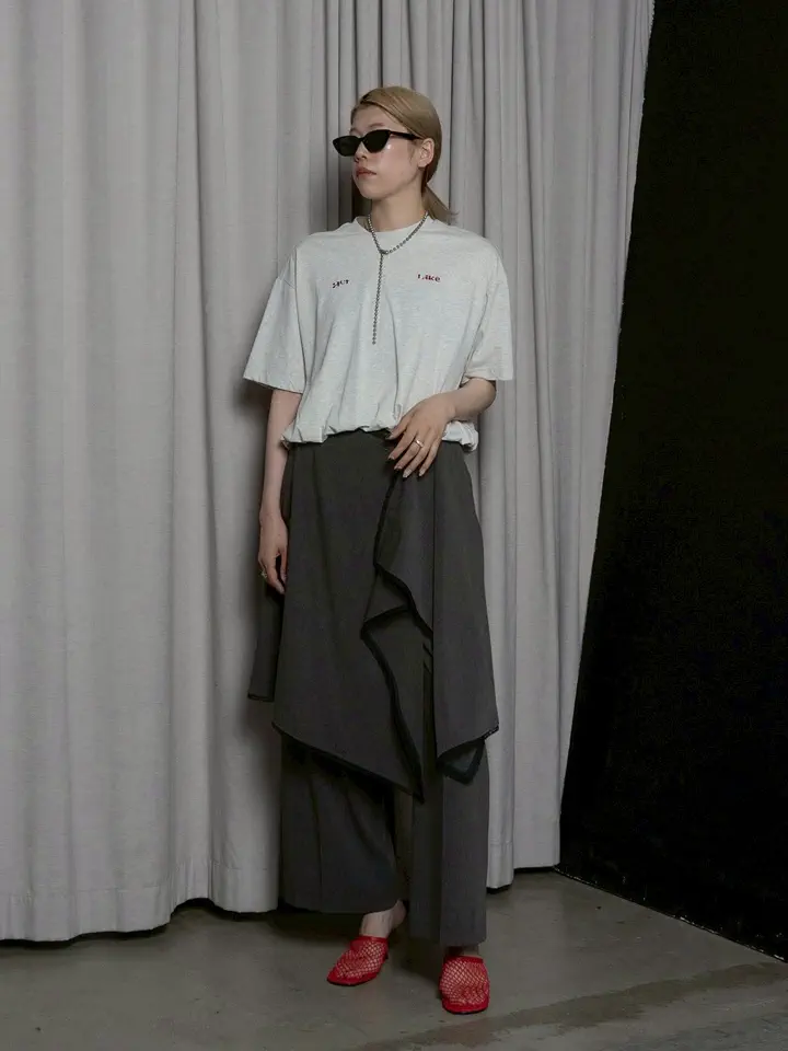 Wrap-Draped Skirt Pants