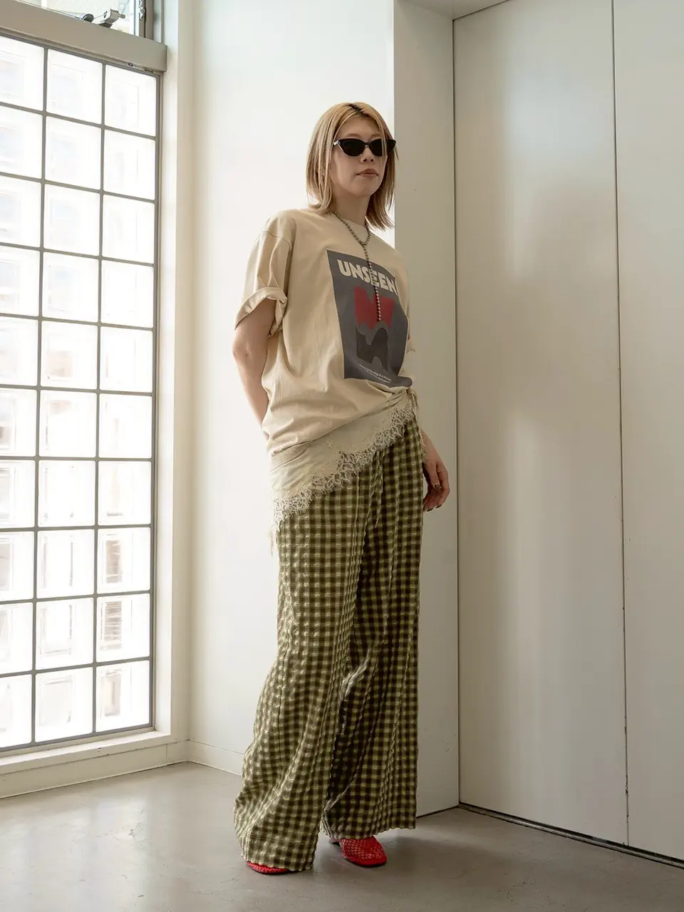 Checkered Wide Pants