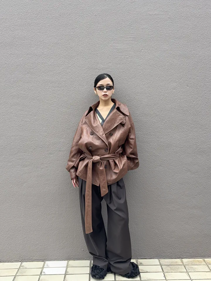 26AUTUMN PRE-ORDER】Leather Short Trench Coat