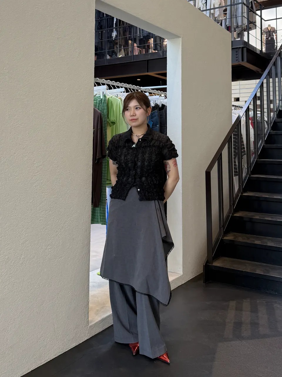 Wrap-Draped Skirt Pants