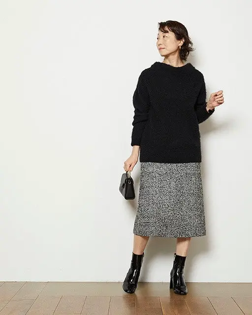 ラメツイード・グレンチェックスカート/DoCLASSE