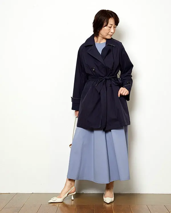 ソフトポンチ・Aライン7分袖ワンピース/DoCLASSE