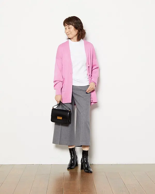 ウールタッチニードル・ワイドクロップドパンツ/40代50代からの