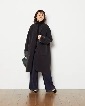 ライトボア・ムートン調ロングコート/40代50代からのレディース