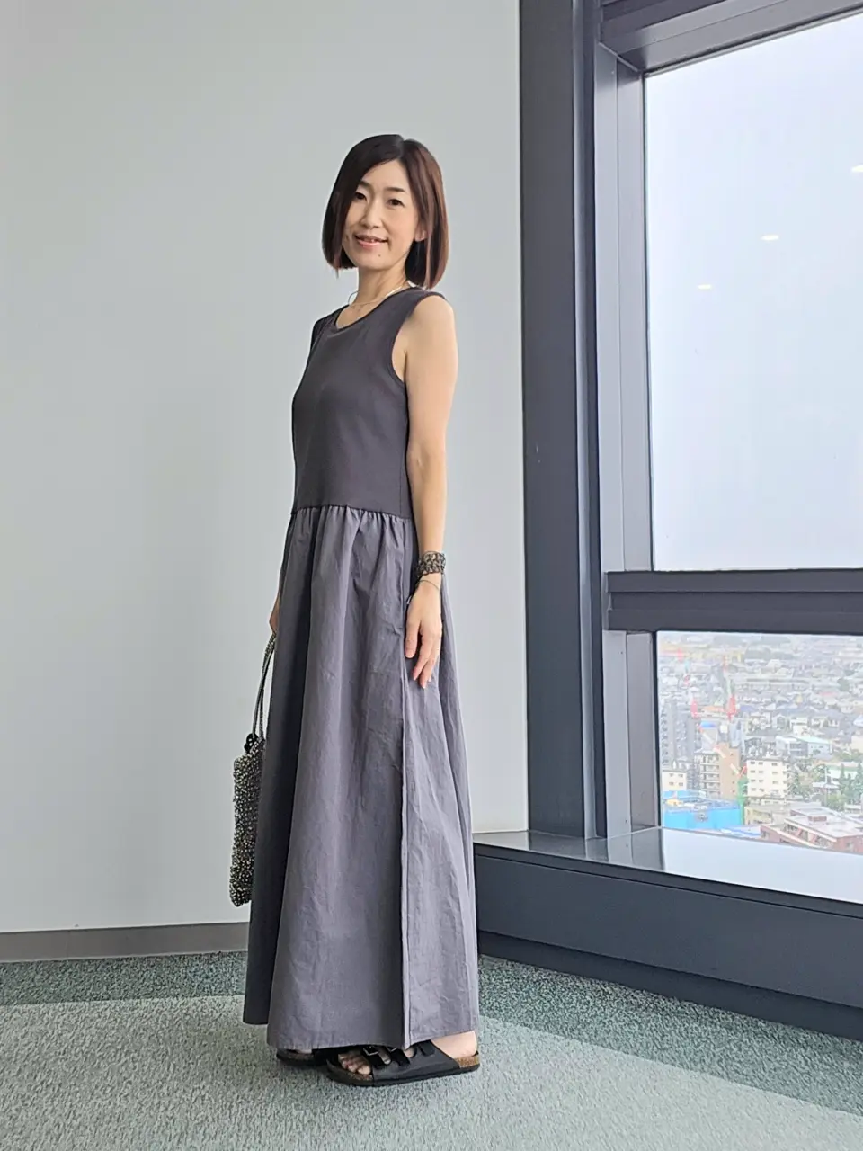 異素材コンビ・ノースリーブワンピース/DoCLASSE