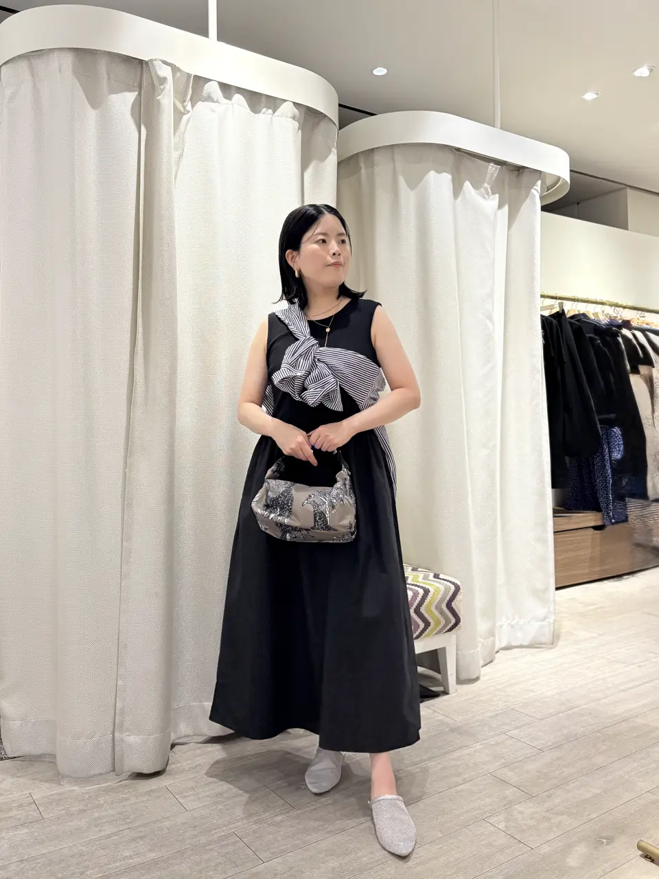 異素材コンビ・ノースリーブワンピース/DoCLASSE