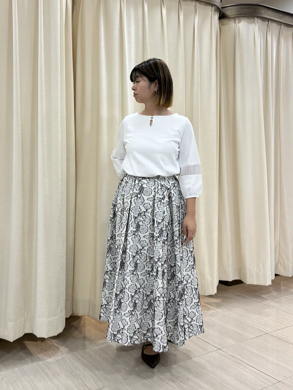 ANDREA＆Co. ボタニカルジャガードスカート　フレア◆8156 ボタニカルジャカード・フレアスカート/DoCLASSE