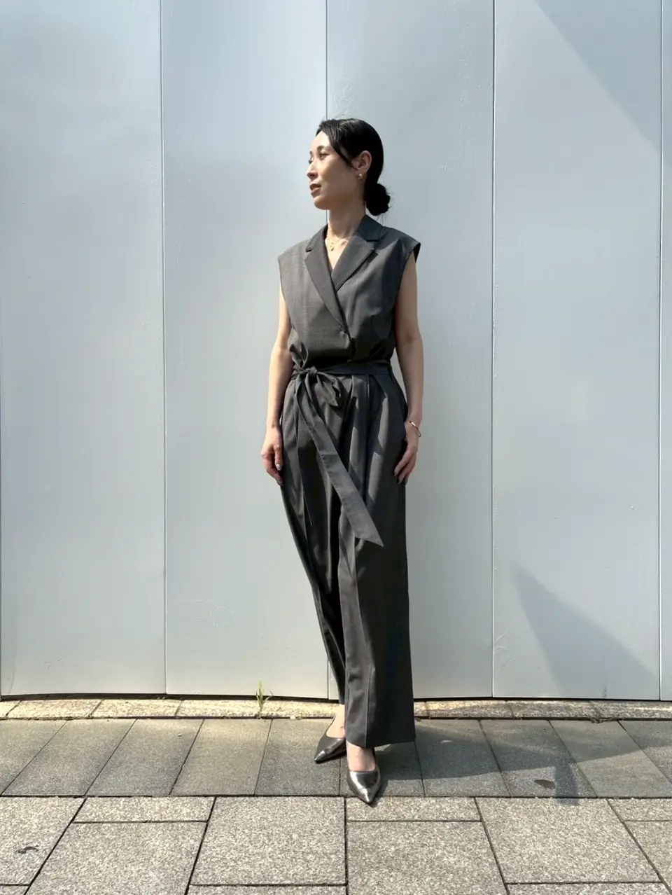 未使用 定価5.8万 エブール リネン ヘリンボーン 半袖 オールインワン 38 03_835a49ef-72d7-469a-84b5-