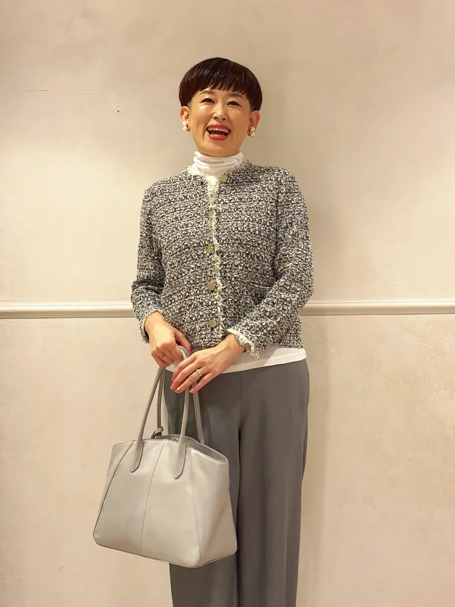 マルチツイードニット・Cカラージャケット/40代50代からのレディース