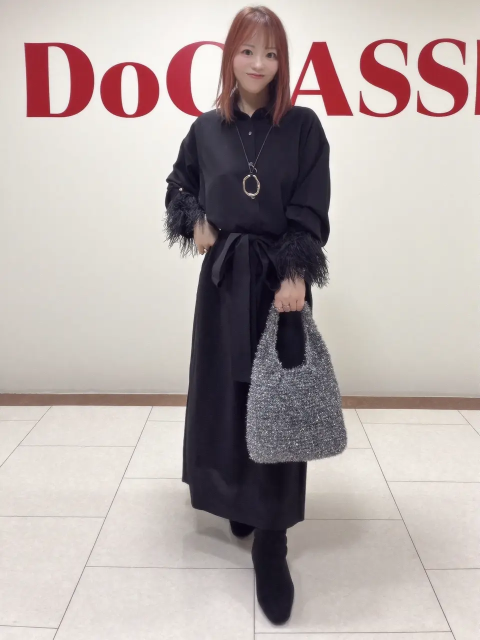 ウールライクストレッチ・2WAY袖ワンピース/DoCLASSE