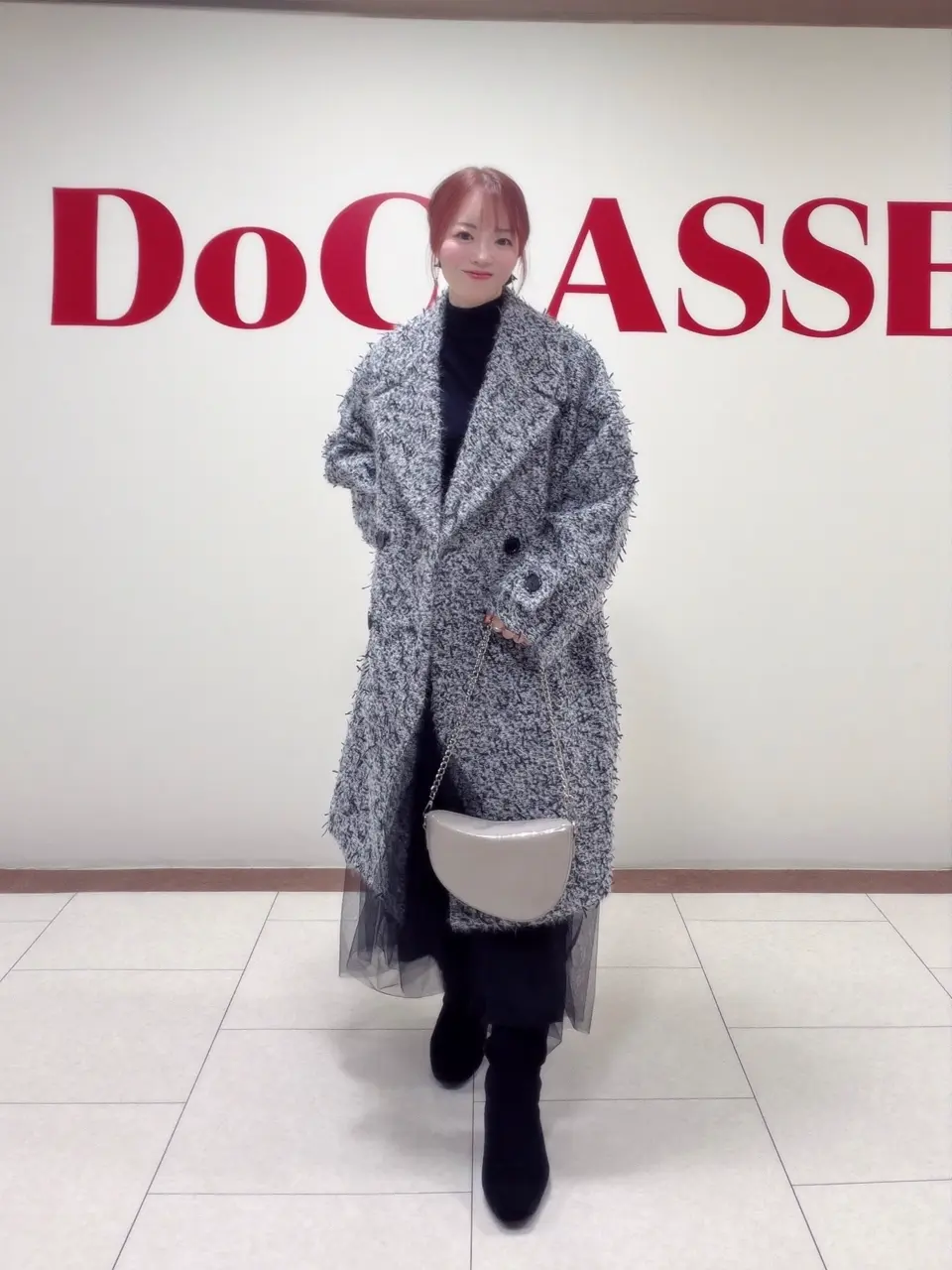 ミックスツイード・ロングチェスターコート/DoCLASSE