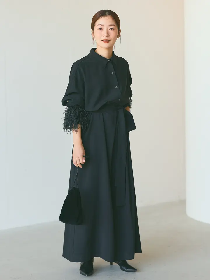 ウールライクストレッチ・2WAY袖ワンピース/DoCLASSE