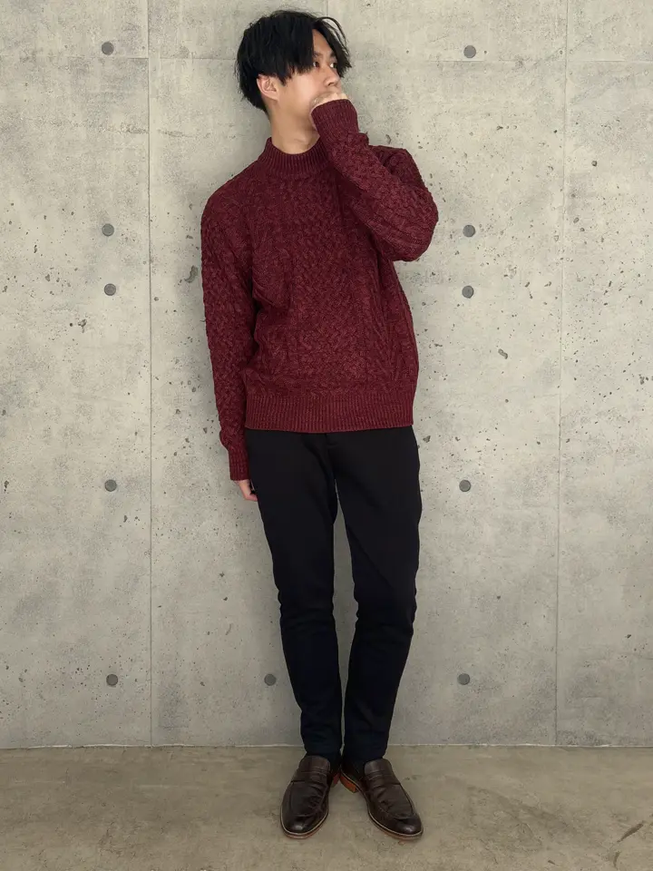 アランニット(モックネック) | ニット セーター メンズ ケーブルニット