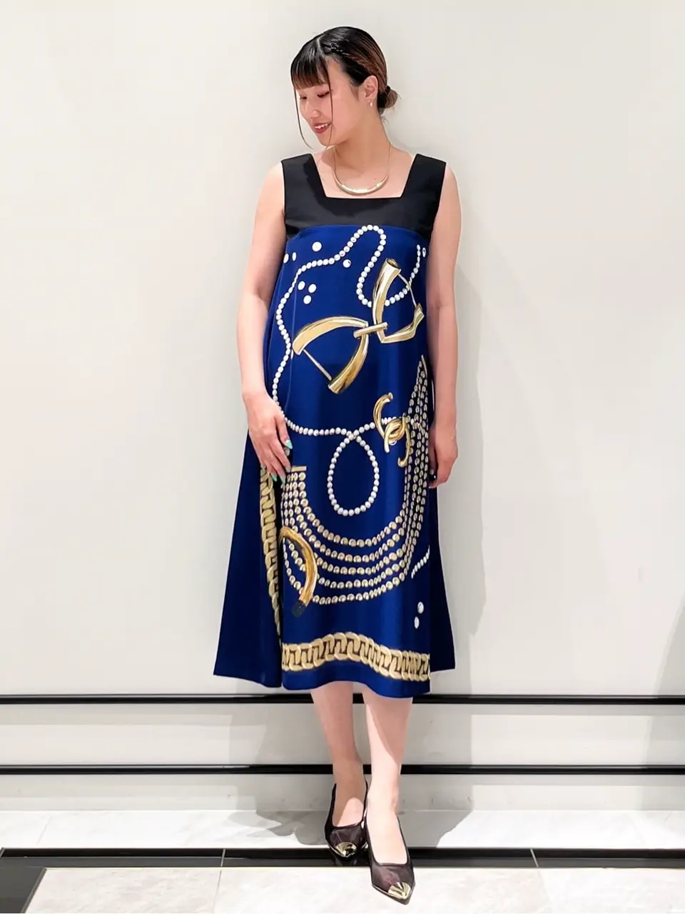 GRACECONTINENTAL ヴィンテージモチーフドレス　ネイビー NEW♥ オフショル、花刺繍が素敵すぎる！グレースコンチネンタル