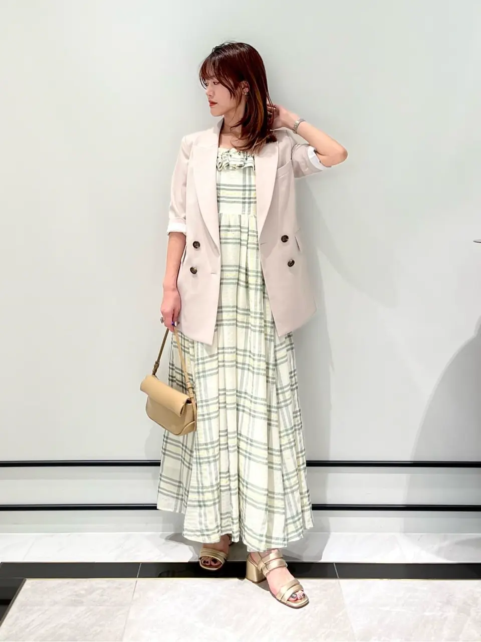 【グレースコンチネンタル購入】ダイアグラム チェック柄ワンピース 長袖 M相当 チェックオーガンワンピース / GRACE CONTINENTAL | GRACE