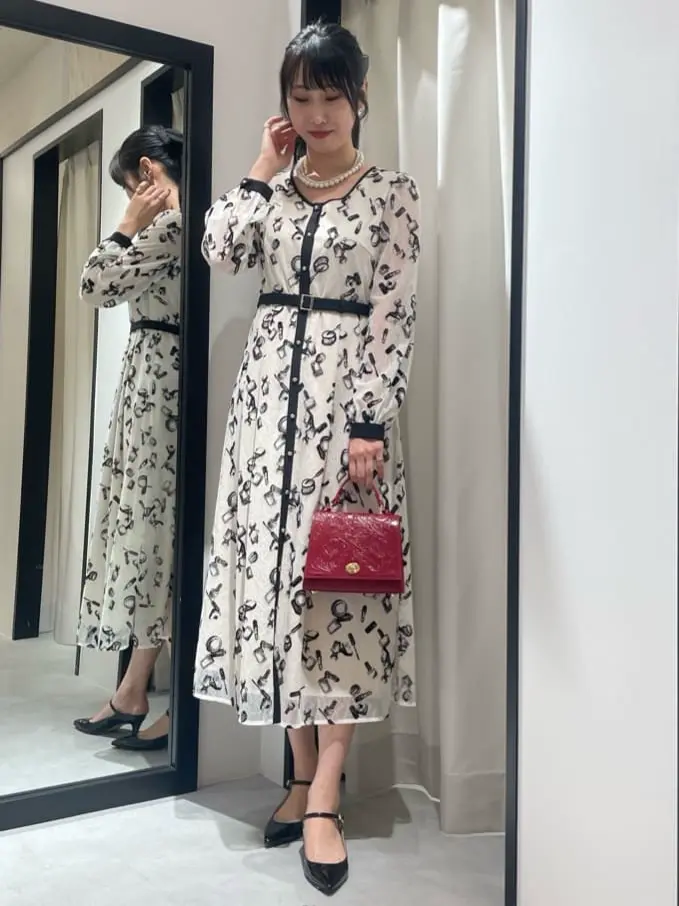 GRACECONTINENTAL コスメフロッキープリントワンピース　キナリ グレースコンチネンタル GRACE CONTINENTAL コスメフロッキー