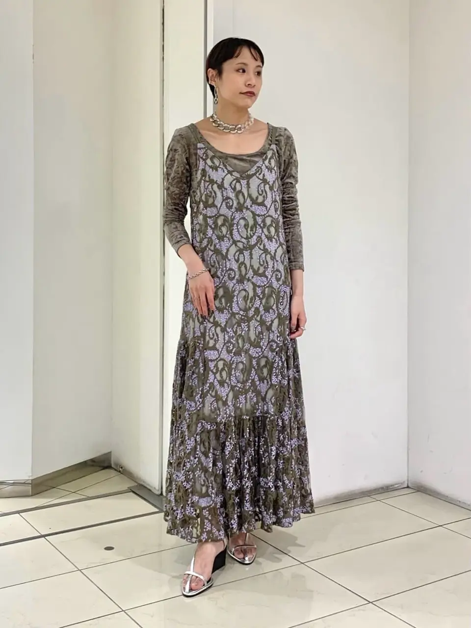 SinceThenエレガント レース キャミワンピース フレア ロング レースキャミロングワンピース / GRACE CONTINENTAL | GRACE