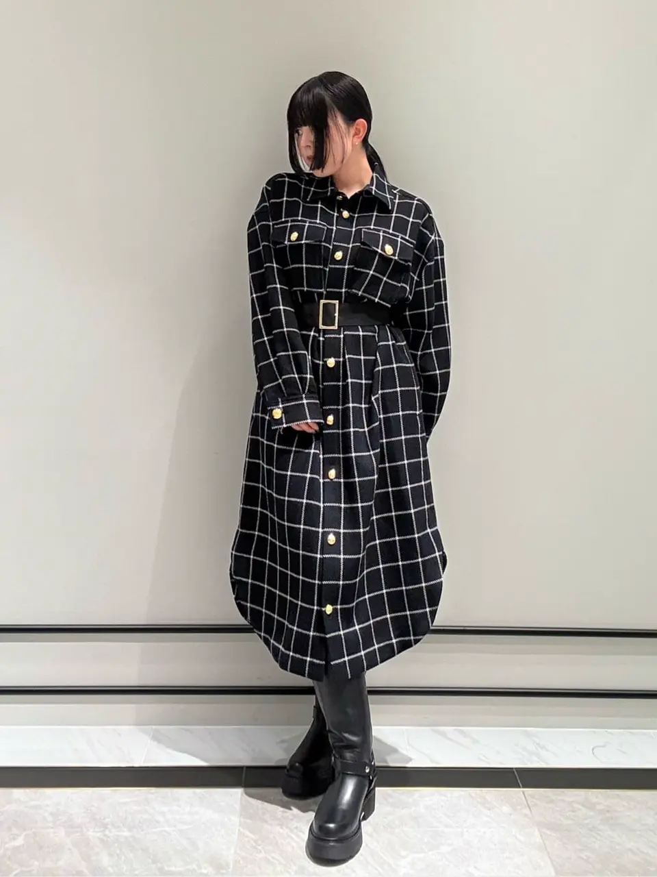 sheller シェリエ　チェックシャツワンピース ウールチェックシャツワンピース / GRACE CONTINENTAL | GRACE