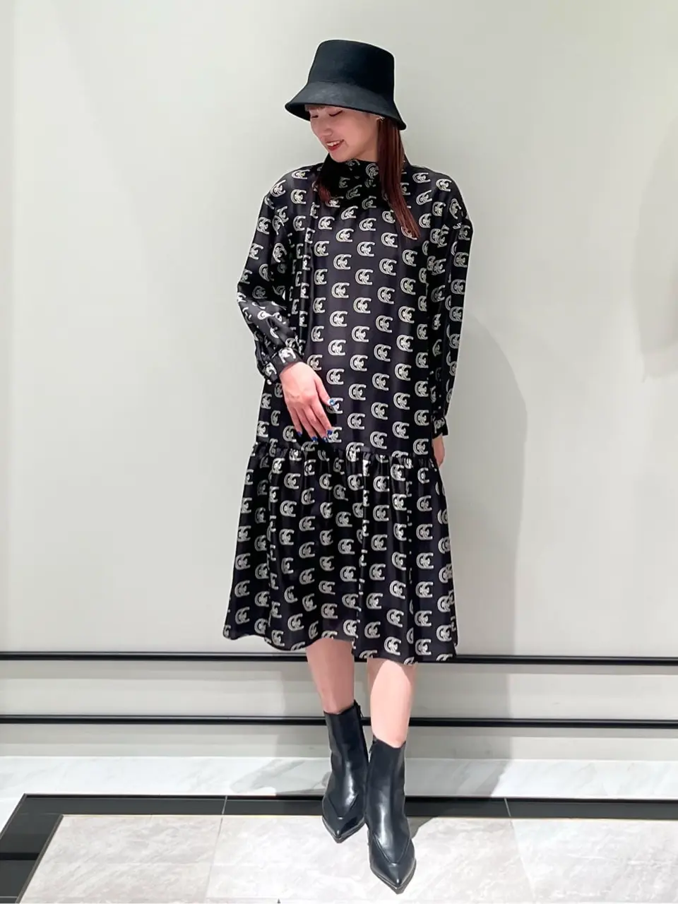 Diffusione Tessile「1GABBIA」コットンシルク モスリンドレス シルクモノグラムドレス / GRACE CONTINENTAL | GRACE