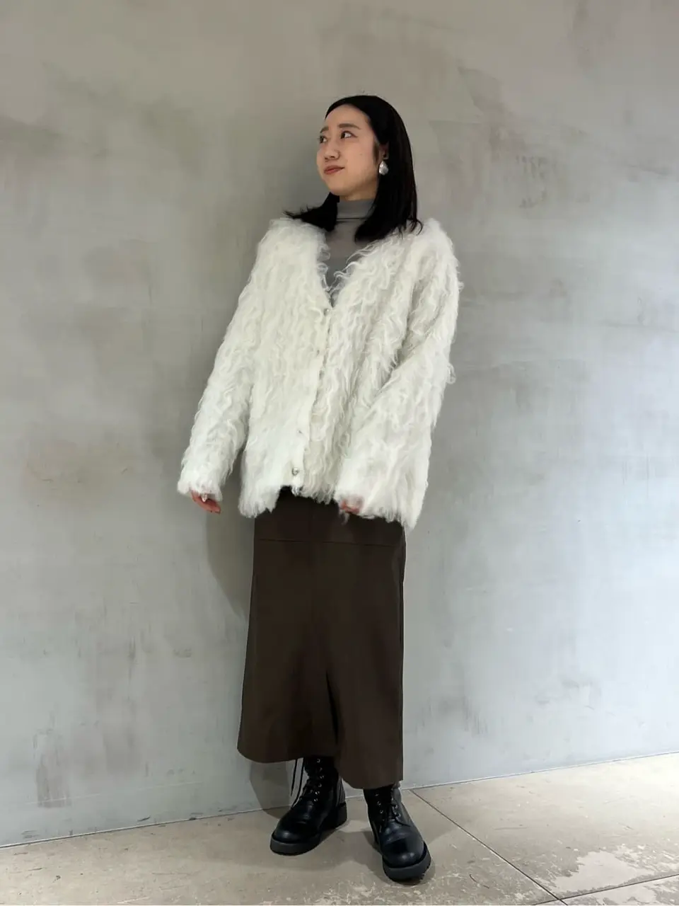 ohga 2024 AW シャギーコーディガン グレー シャギーニットカーディガン / GRACE CONTINENTAL | GRACE