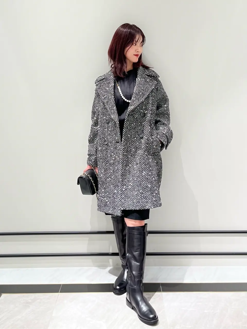 Deuxieme Classe ネップツィードコート　ヘリンボーン　コクーン ヘリンボーンネップコート / GRACE CONTINENTAL | GRACE