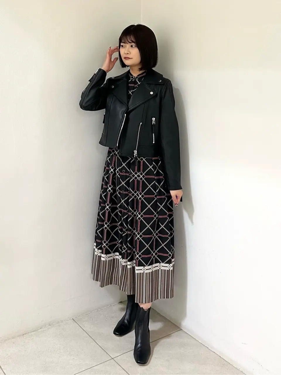 タグ付き 24AW ダイアグラム　チェーンベルトプリントワンピース　36 チェーンベルトプリントワンピース / GRACE CONTINENTAL | GRACE