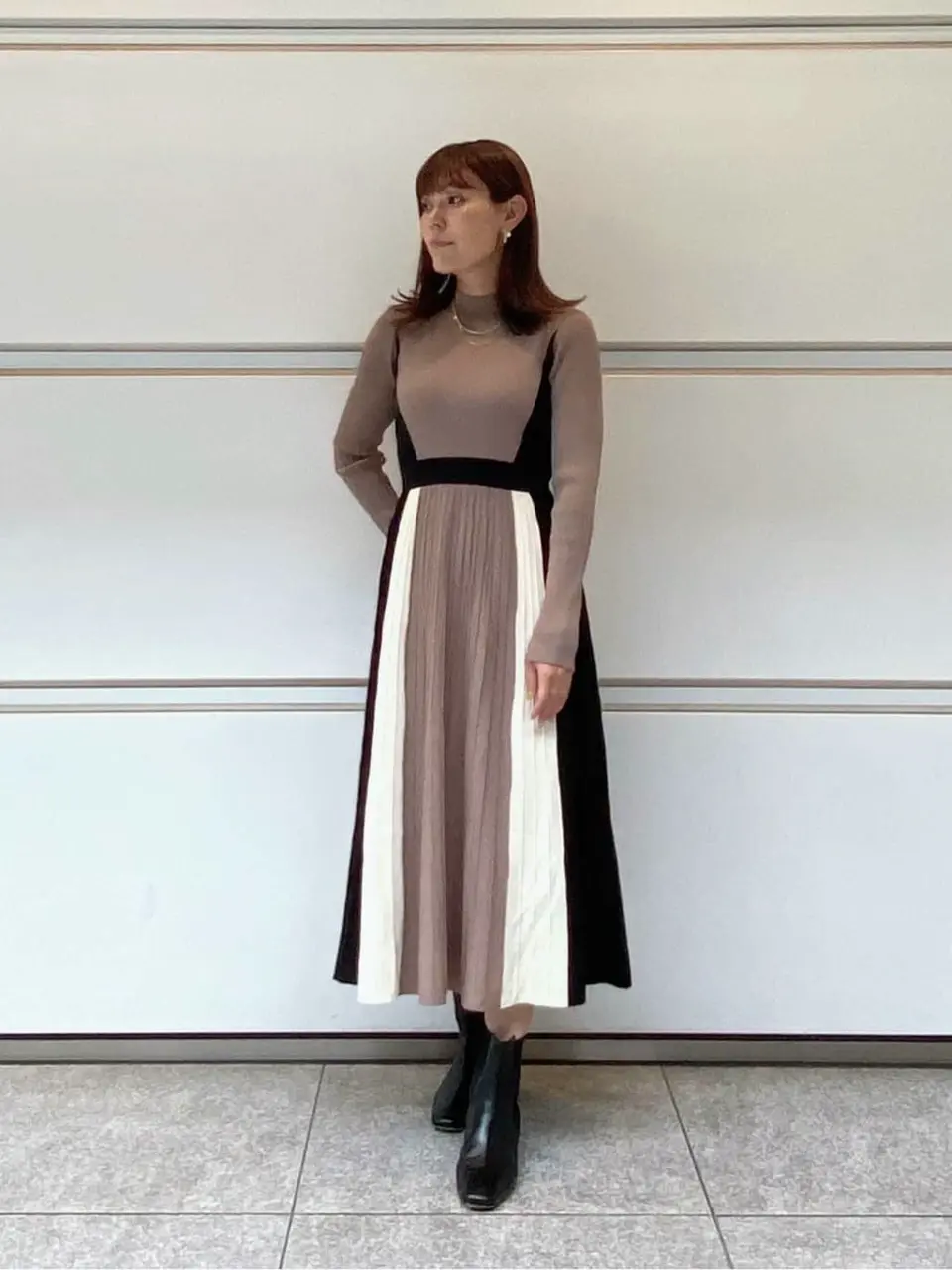 美品✨グレースクラス ニットプリーツフレアワンピース 36 バイカラーストライプ 美品✨グレースクラス ニットプリーツフレアワンピース 36 バイ