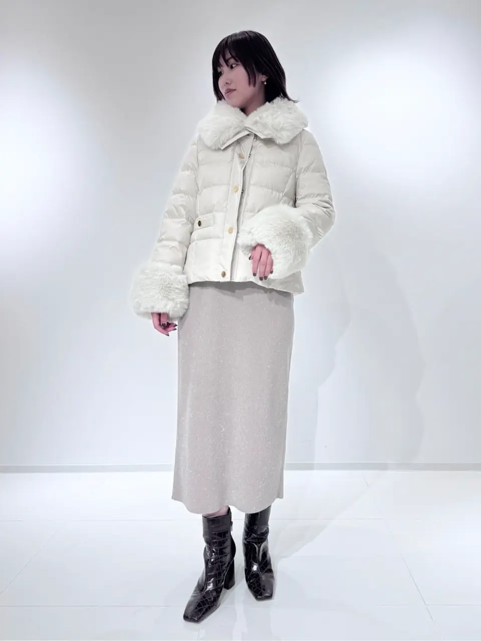 GRACE CONTINENTAL /ラメニットフレアスカート フローラルラメニットスカート / GRACE CONTINENTAL | GRACE